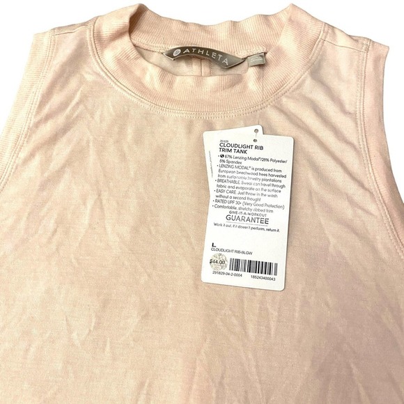 NWT Athleta Womens Cloud light Rib Trim Tank Top Knitted Crew Neck Cream Size L - Picture 3 of 7